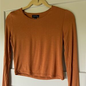 Dry Goods Originality Double Layer Rust Cropped Long Sleeve Top